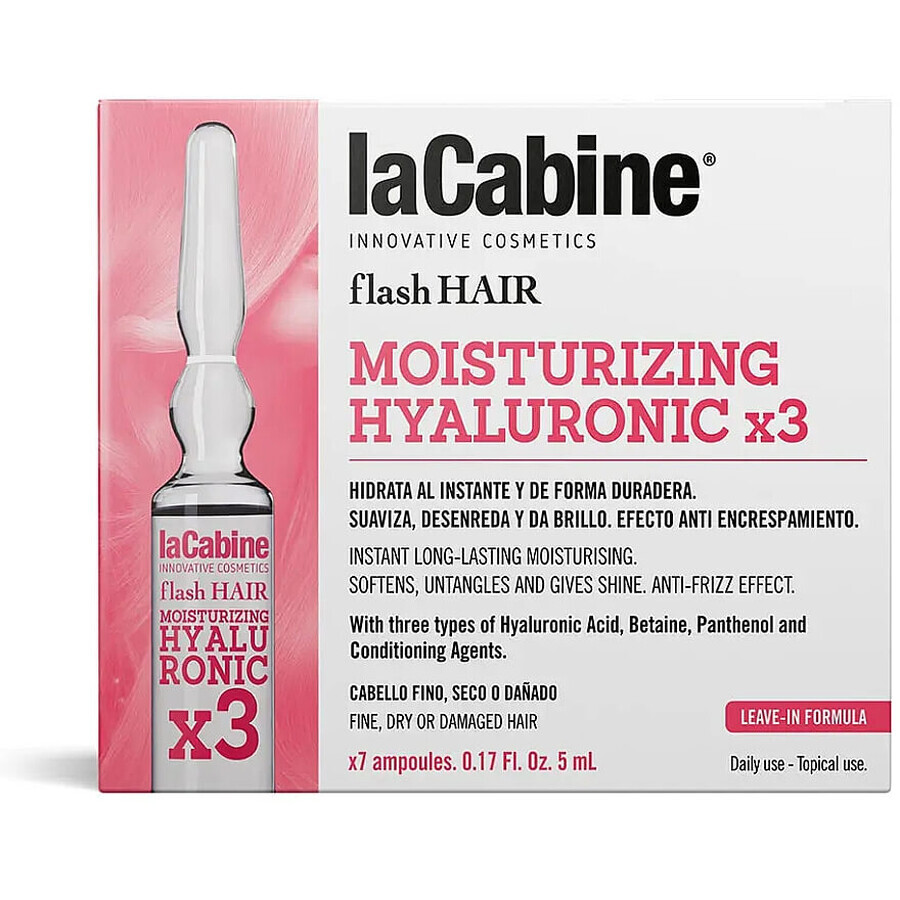 Flash Hair Moisture Hyaluron-flacon, 7 flacons x 5 ml, La Cabine