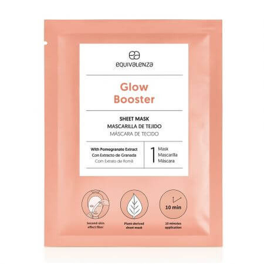 Glow Booster Granaatappelextract Gezichtsmasker, 1 stuk, Equivalenza