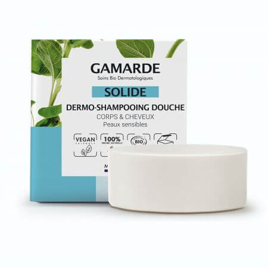 Dermo shampooing et gel douche solides pour les cheveux et le corps, 109 g, Gamarde