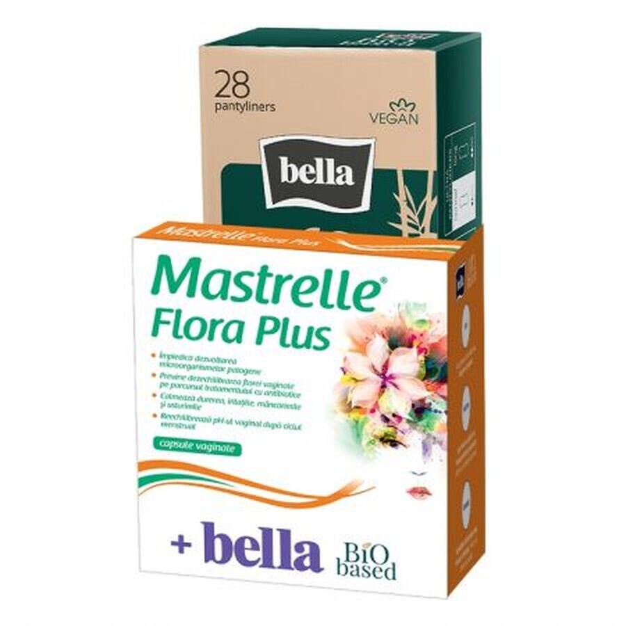 Mastrelle Flora Plus, 10 vaginale capsules, Fiterman Pharma + Bio Based Normaal Dagelijks Absorberend, 28 stuks, Bella