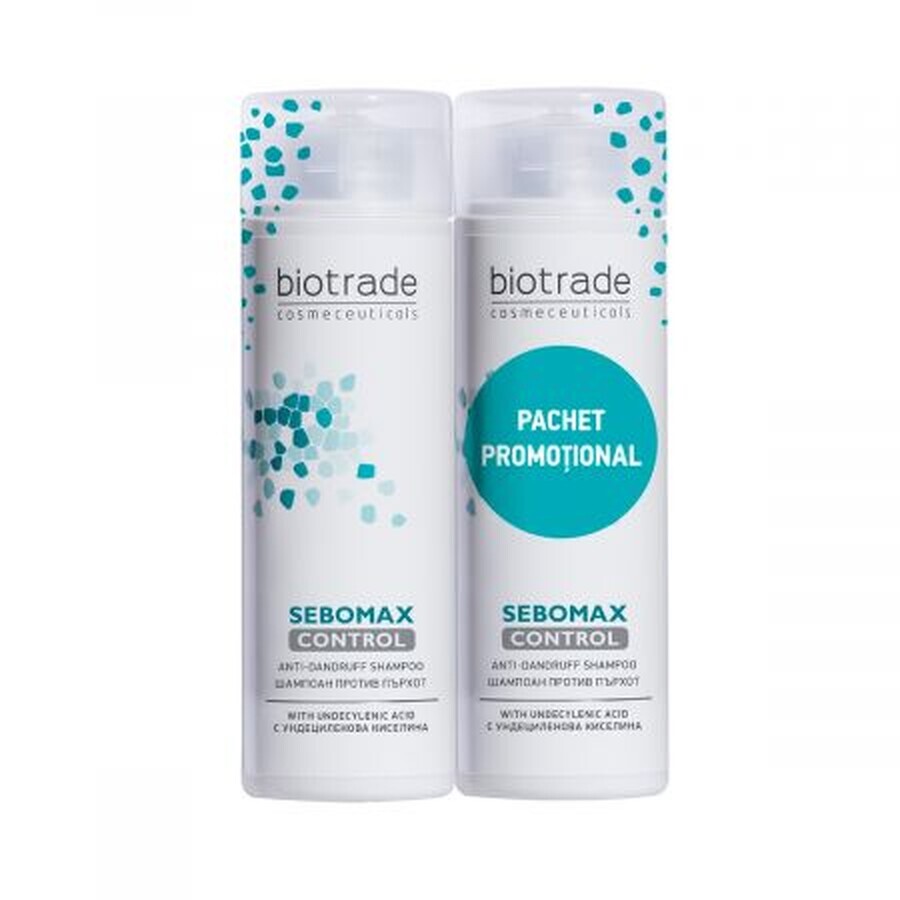 Confezione shampoo antiforfora Sebomax Control, 200+200 ml, Biotrade