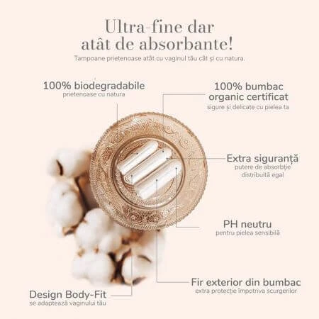 Tampons en coton bio Normal, 16 pièces, Enroush