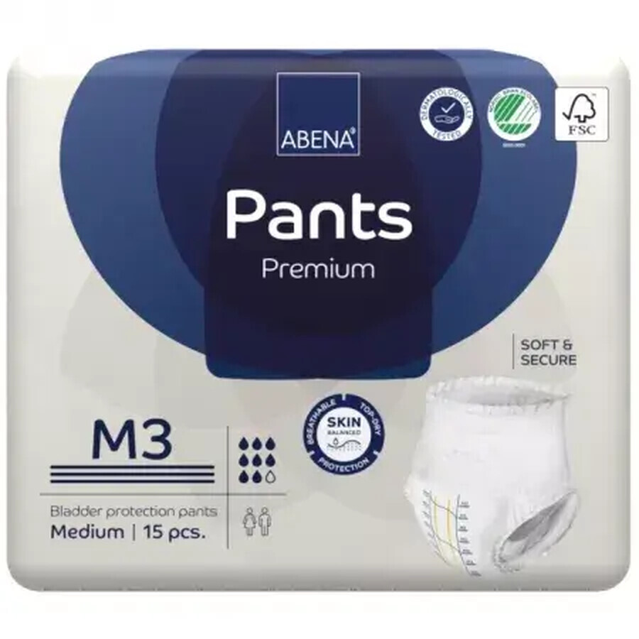 Diapers for adults Pants M3 Premium, 15 pieces, Abena