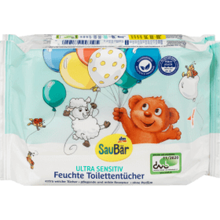 SauBär Sensitive Wet Toilet Tissue, 120 pièces