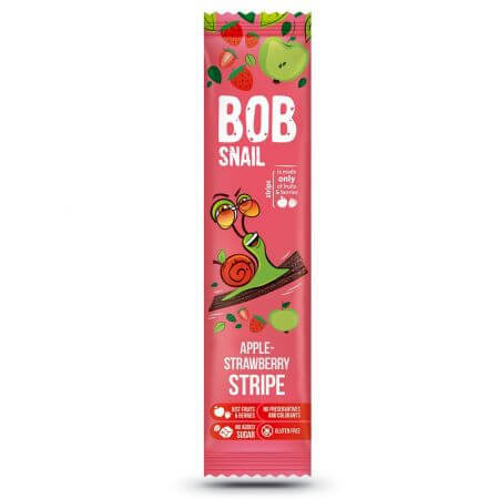 Appel en aardbeien schijfje naturel, 14 g, Bob Slak