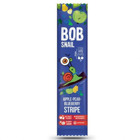 Tranches naturelles de pommes, poires et myrtilles, 14 g, Bob Snail