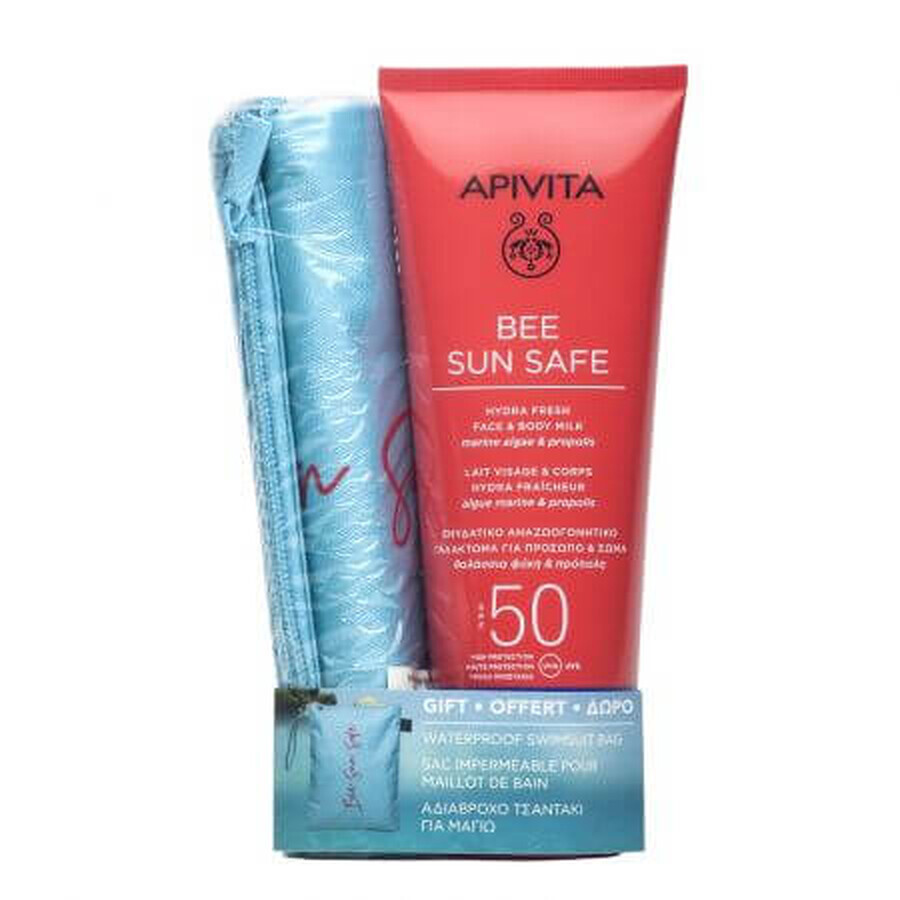 Pacchetto Bee Sun Safe latte corpo SPF50 e borsa da spiaggia impermeabile, Apivita