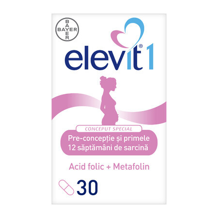 Elevit 1, Multivitamines pour la préconception et la grossesse - Premier trimestre de la grossesse, 30 comprimés, Bayer