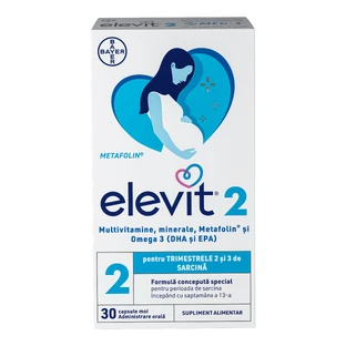 Elevit 2, Multivitaminen voor zwangerschap - 2e en 3e trimester van de zwangerschap, 30 capsules, Bayer