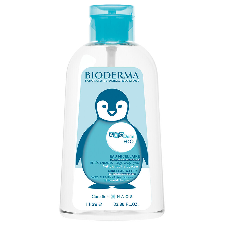 Bioderma ABCDerm H2O micellaire oplossing met omgekeerde pomp, 1000 ml