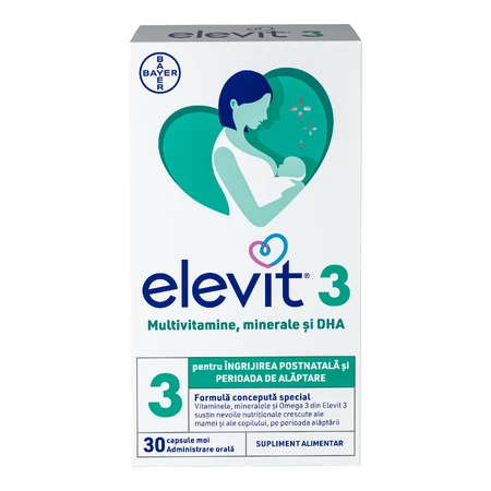Elevit 3, Postnatale en borstvoedings multivitamine, 30 capsules, Bayer