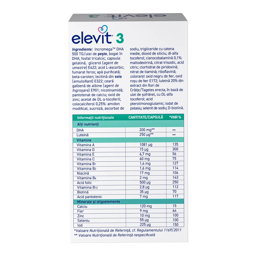 Elevit 3, Postnatale en borstvoedings multivitamine, 30 capsules, Bayer
