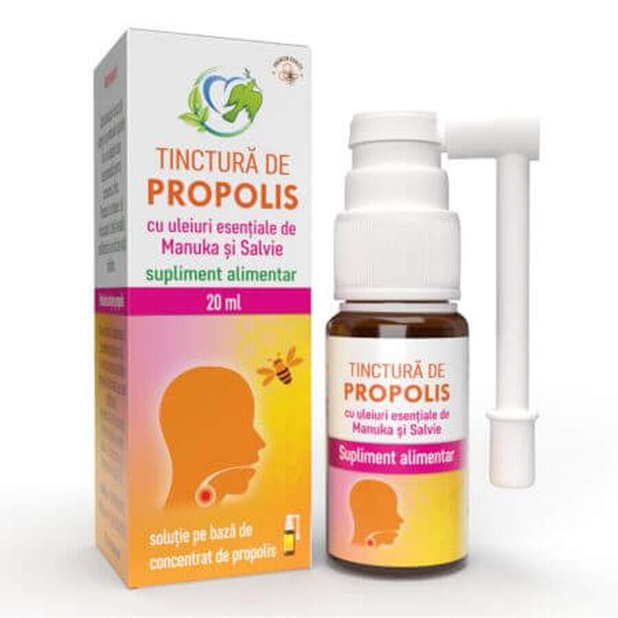 Propolis tincture with manuka and sage essential oils, 20 ml, Justin Pharma