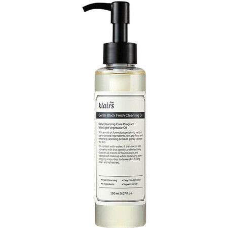 Olio detergente Gentle Black Fresh, 150 ml, Klairs