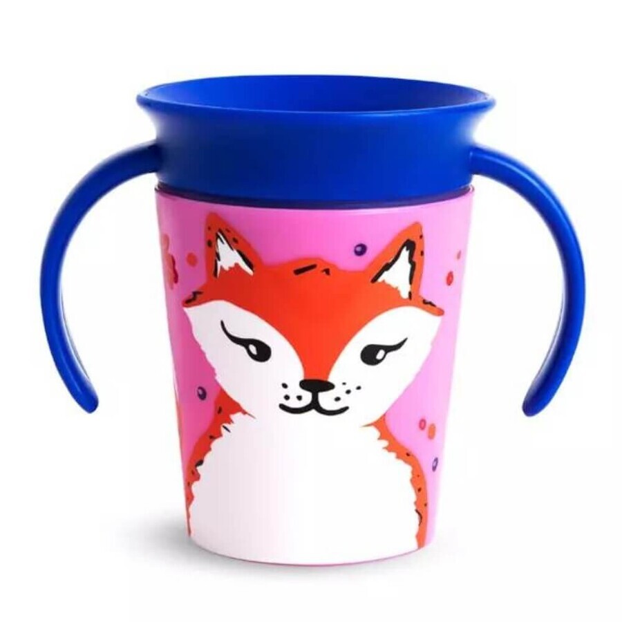 Tazza da allenamento Miracle 360 ​​​​Wildlove con manici, +6 mesi, Red Fox, 177 ml, Munchkin