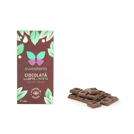 Chocolat au lait à la menthe et à l'édulcorant d'agave, 100 gr, Sweeteria