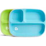 Lot de 2 assiettes compartimentées Splash, bleu/vert, Munchkin