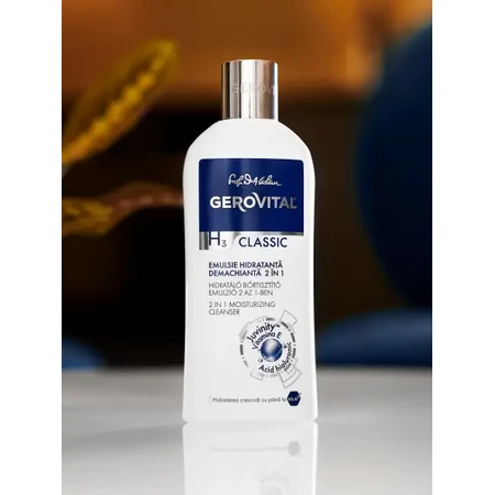 Gerovital H3 Classic 2in1 moisturizing and cleansing emulsion, 200 ml, Farmec