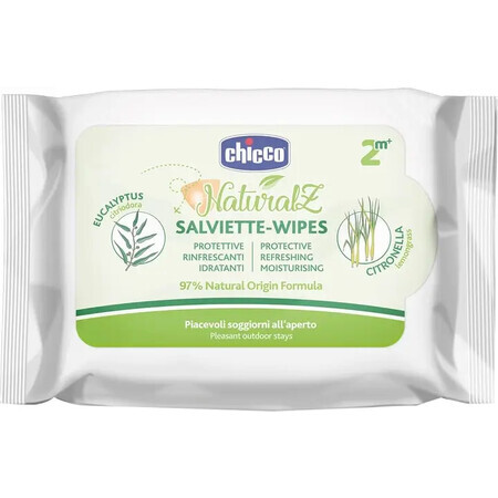 Naturalz Serviettes de table vivifiantes à l'extrait d'eucalyptus et de citronnelle, 20 pièces, Chicco