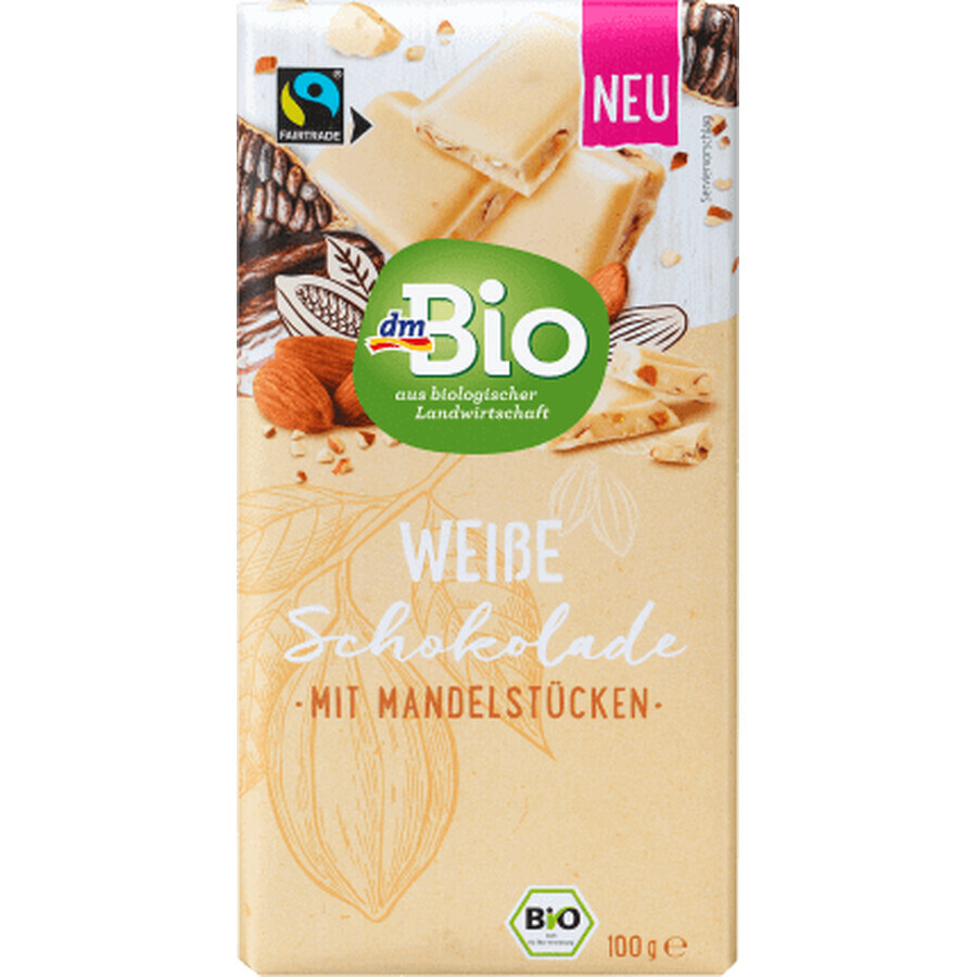 DmBio Chocolat blanc aux amandes, 100 g