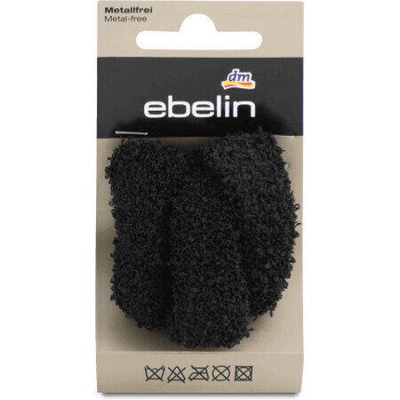 Elastici per capelli in peluche Ebelin Soft - neri, 3 pz