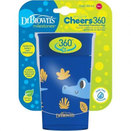 Tasse pour bébé Cheers 360, 9 mois et plus, bleu, 300 ml, Dr Browns