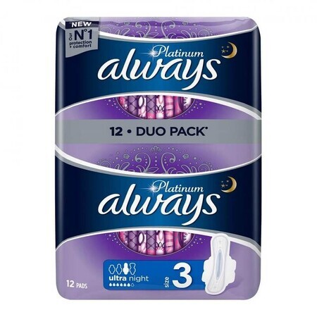 Absorbante Always Platinum Ultra Night, 12 bucati, P&G