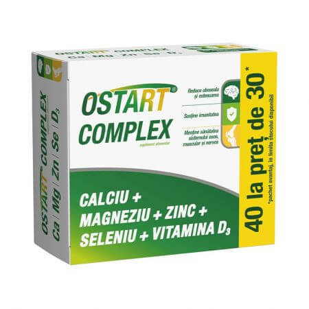 Ostart Complex Ca + Mg + Zn + Se + D3, 40 comprimés pelliculés, Fiterman Pharma