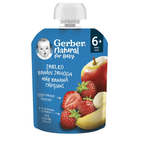 Appel-, banaan- en aardbeienpuree, 90 g, + 6 maanden, Gerber