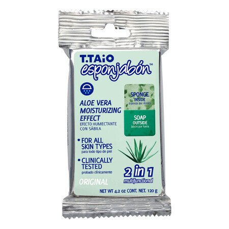 Savon multifonctionnel à l'aloe vera, 120 g, éponge à savon