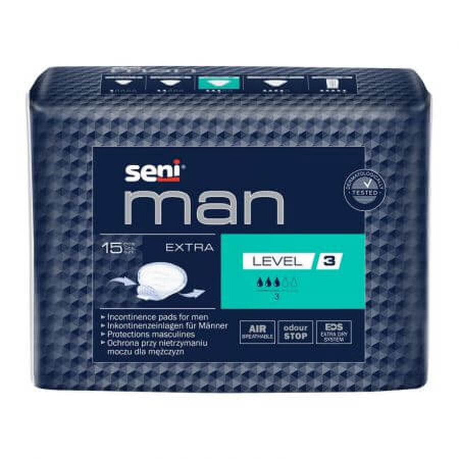 Extra Niveau Man urologische pads, 15 stuks, Borsten