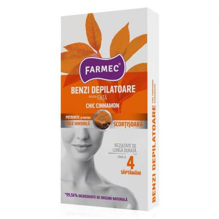 Chic Cinnamon bandes dépilatoires pour le visage, 20 pièces, Farmec