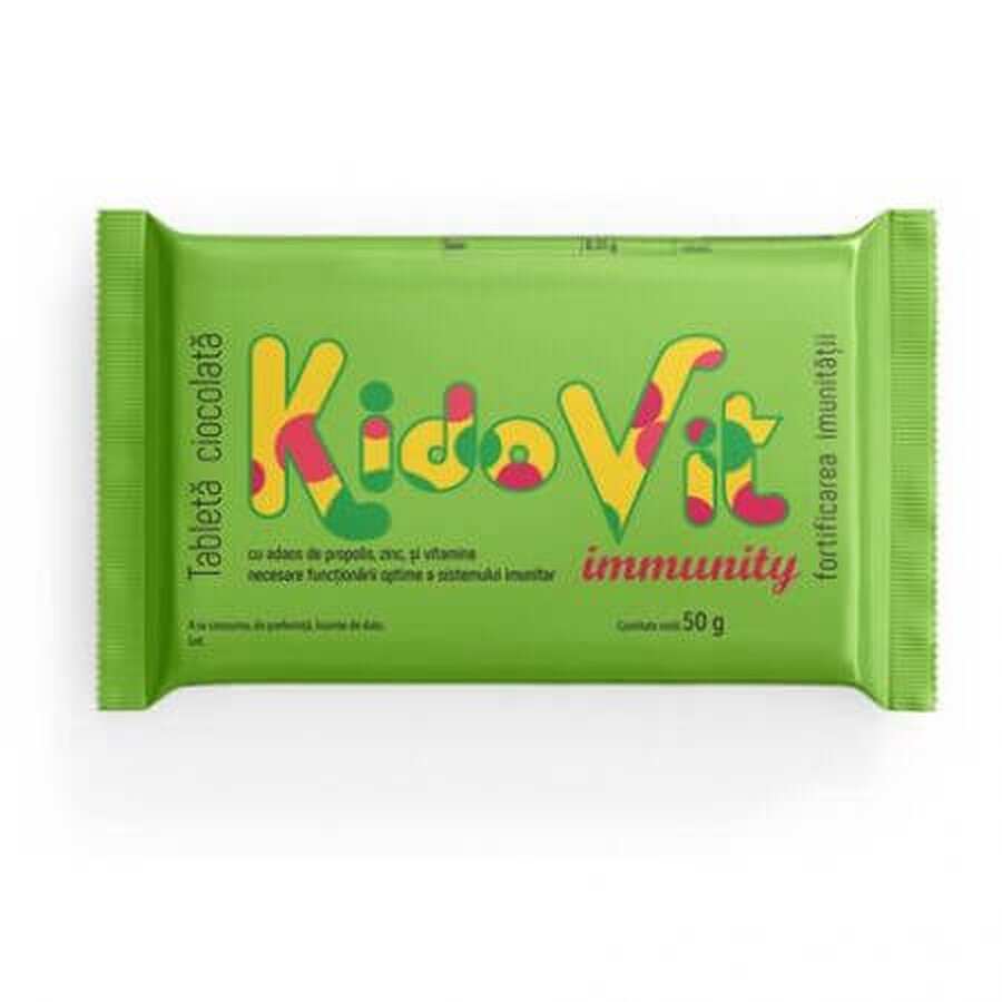 Chocolade met vitaminen voor immuniteit Kidovit Immuniteit Groene Suiker, 50 g, Remedia Laboratories