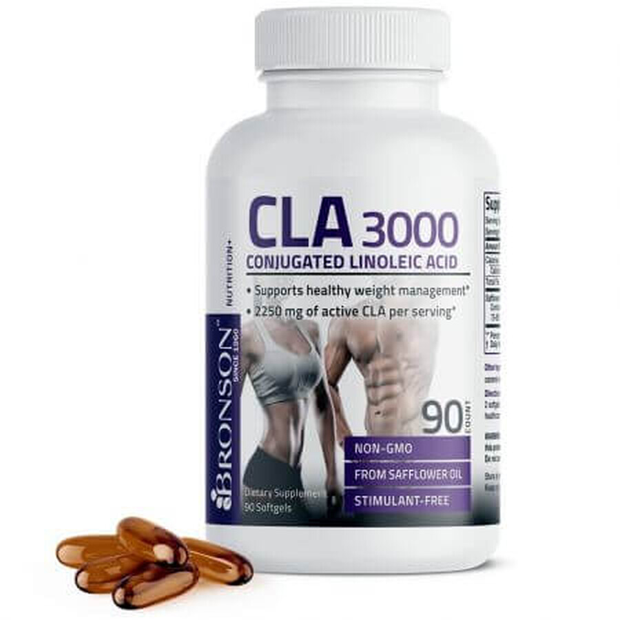 CLA 3000 geconjugeerd linolzuur, 90 capsules, Bronson Laboratories
