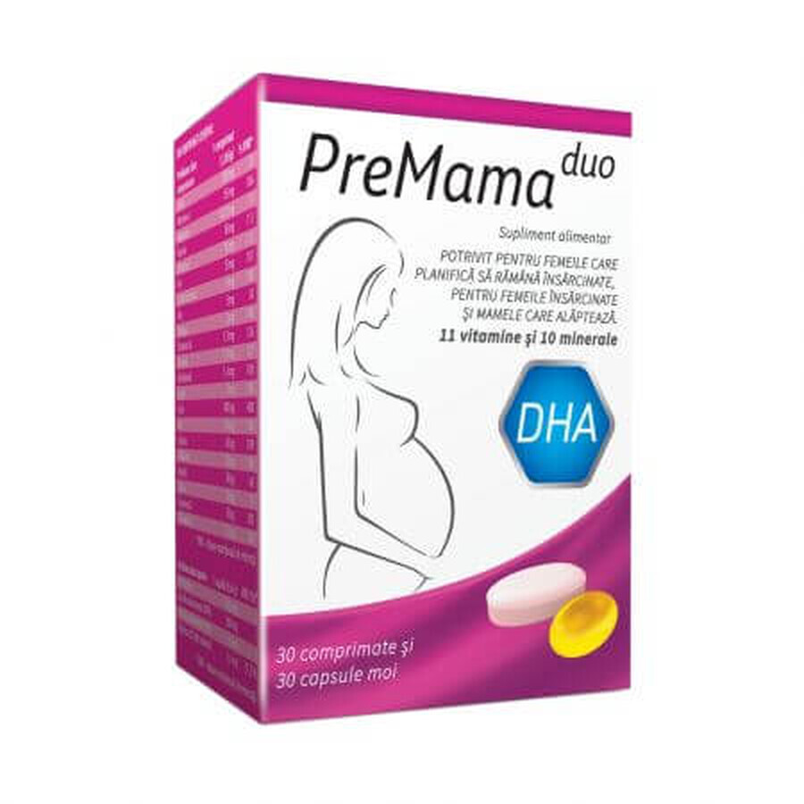 Complex de mulivitamine PreMama Duo, 30 comprimate, Alkaloid