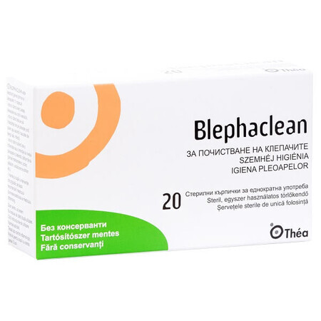 Lingettes d'hygiène des paupières Blephaclean, 20 pièces, Thea