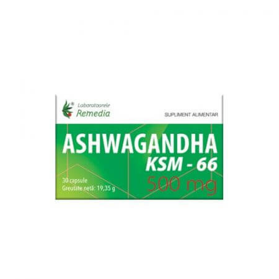 Ashwagandha KSM-66, 500 mg, 30 gélules, Remedia