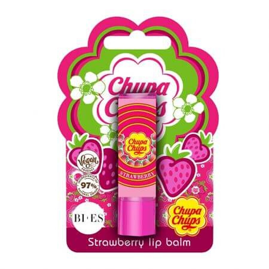 Baume à lèvres, goût fraise Chupa Chups, 4 g, Bi-Es