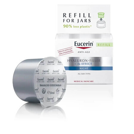 Crema notte con triplo effetto antietà Ricarica Hyaluron Filler, 50 ml, Eucerin