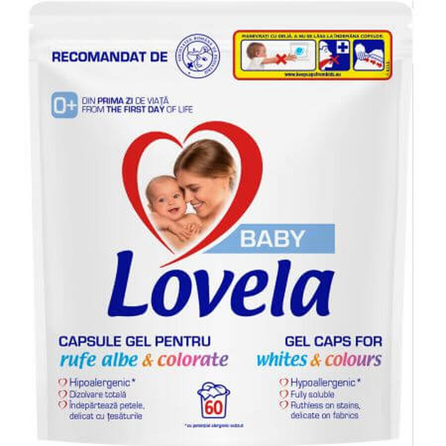 Detergent capsules for white and colored laundry, 60 pieces, Lovela Baby