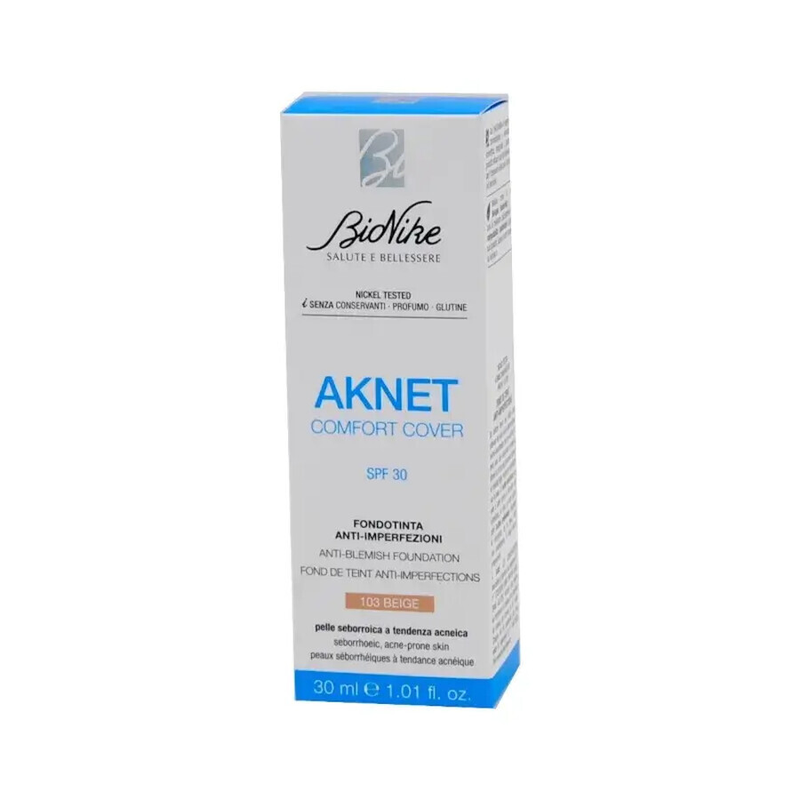 Aknet Comfort Cover 103 beige foundation voor acne, SPF 30, 30 ml, BioNike