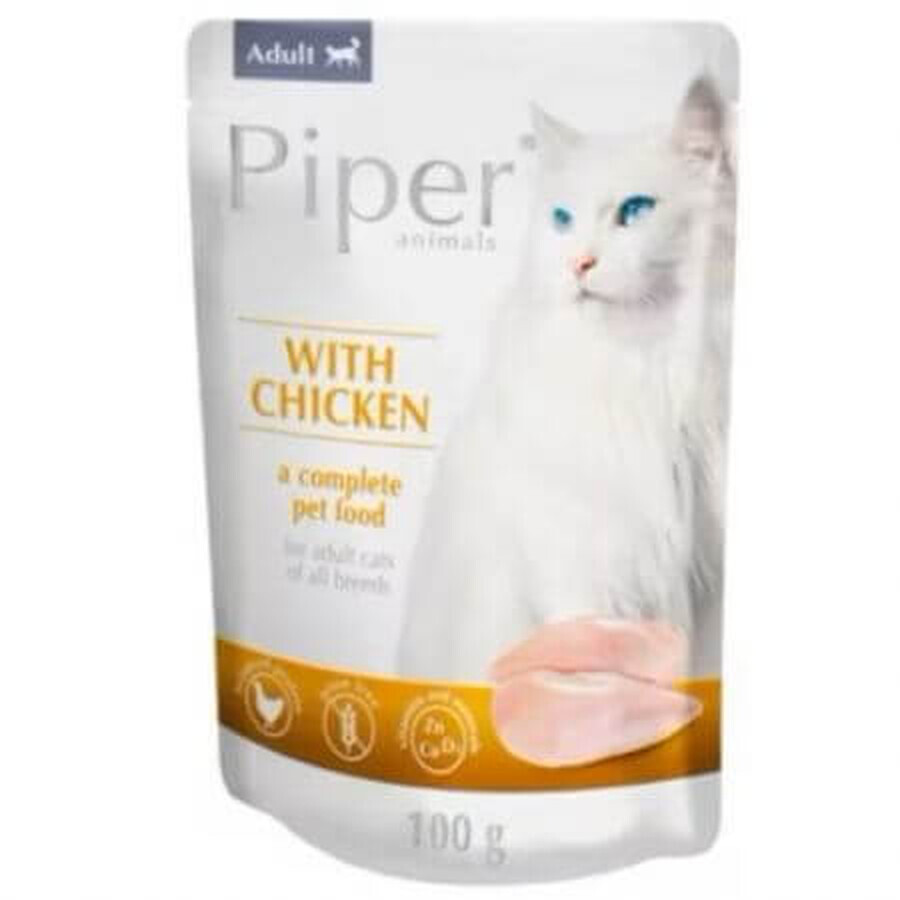 Nourriture humide pour chats avec du poulet, 100 g, Piper