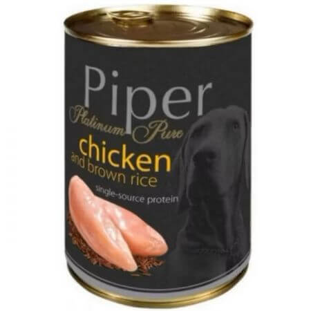 Nat hondenvoer met kip en bruine rijst Platinum Pure Dog, 400 g, Piper