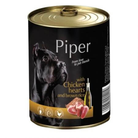 Natvoer voor honden met kippenhart en bruine rijst Adult, 400 g, Piper