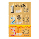 Kit in 3 pasi pentru punctele negre Pig Nose Honey Gold, 6 ml, Holika Holika