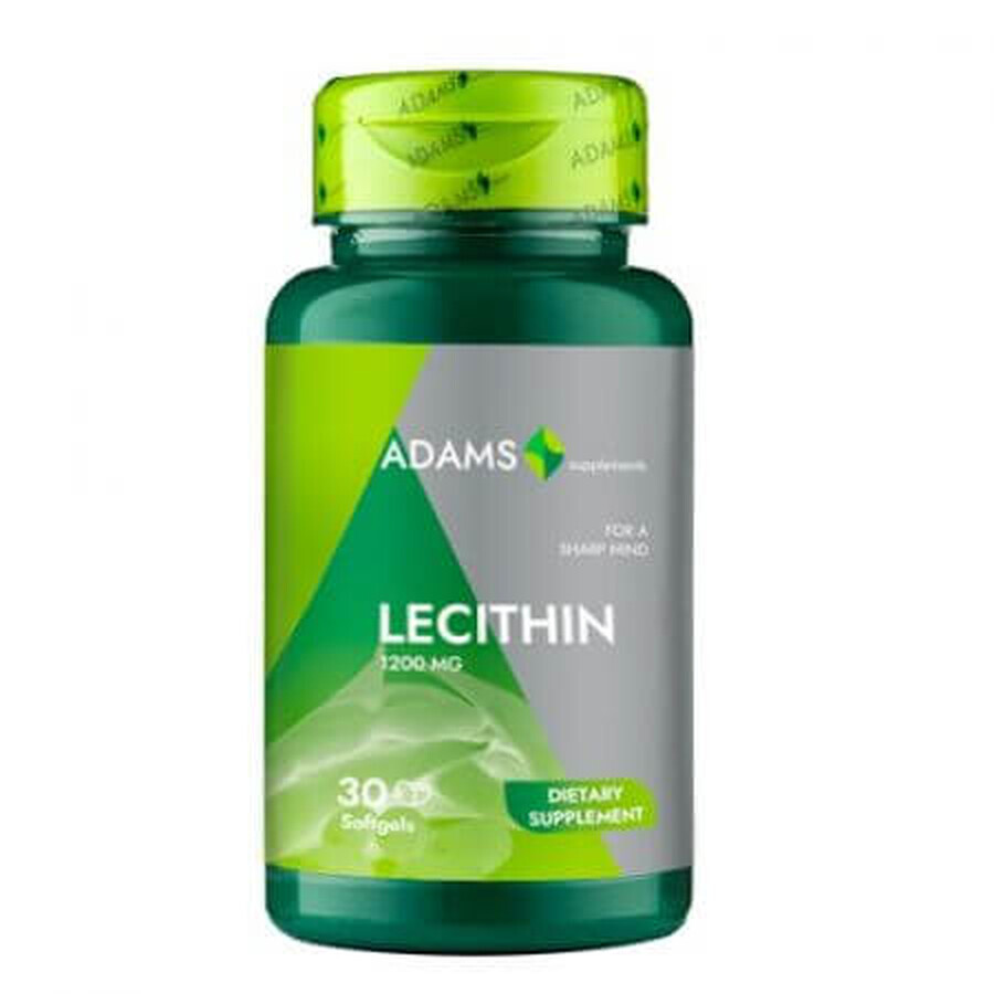 Lécithine, 1200mg, 30 capsules, Adams Vision