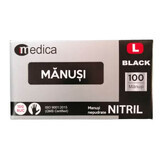 Gants non gantés en nitrile noir, L, 100 pièces, Medica