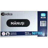 Guanti in nitrile blu senza polvere, XL, 100 pezzi, Medica