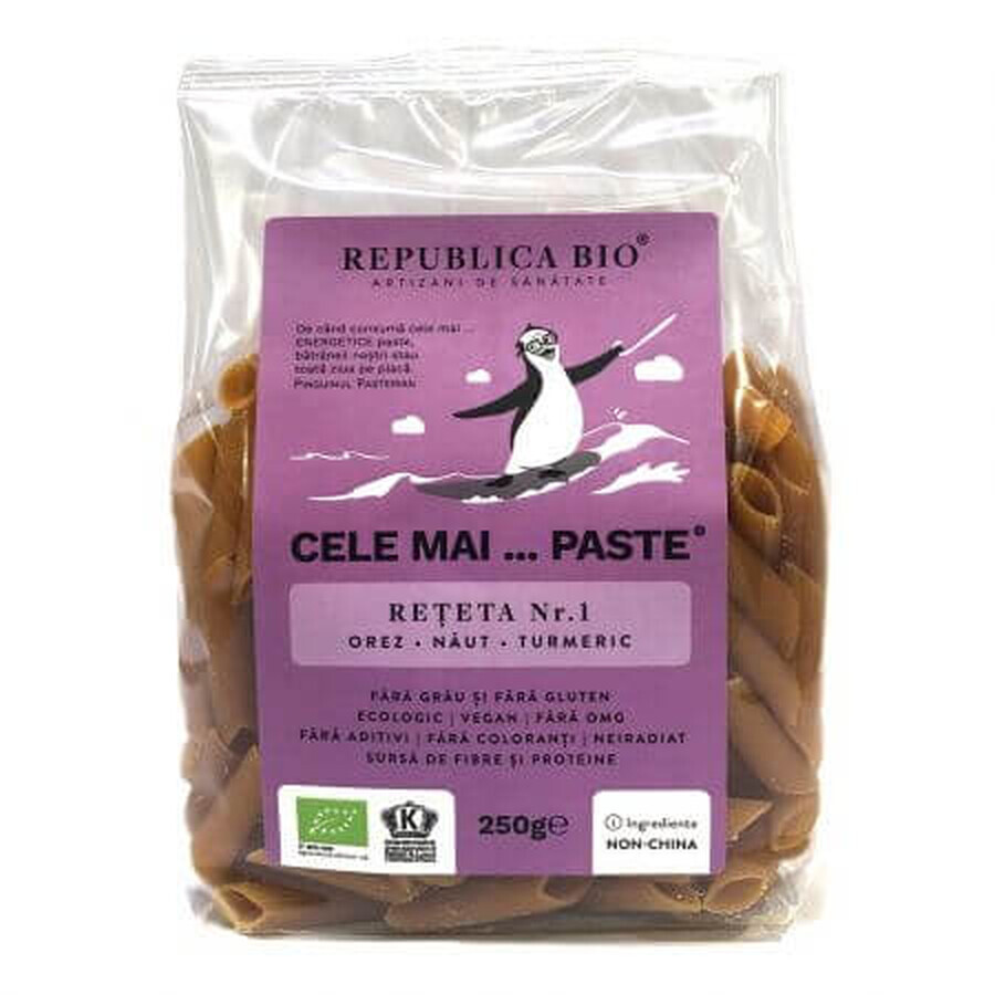 Pasta ecologica, senza glutine, a base di riso, ceci, curcuma Ricetta n. 1,250 g, Repubblica Bio