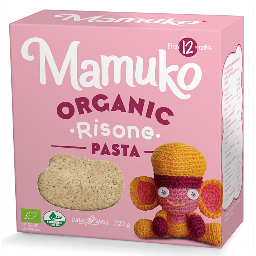 Biologische harde tarwe pasta voor kinderen, +12 maanden, 320 g, Mamuko